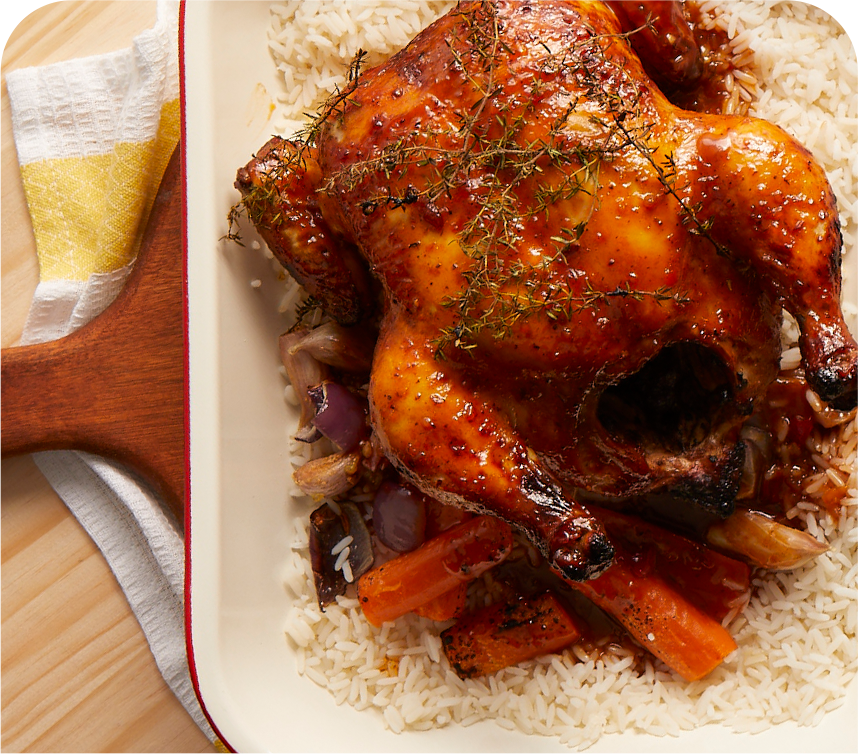 Roast Chicken with 
                    Fluffy Rice